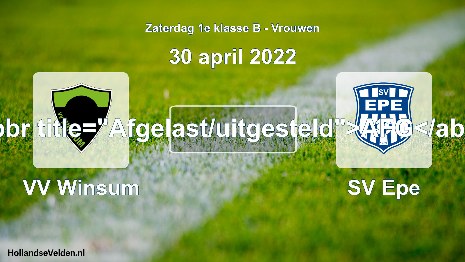 Scheduled Match: VV Winsum - SV Epe (30 April 2022)