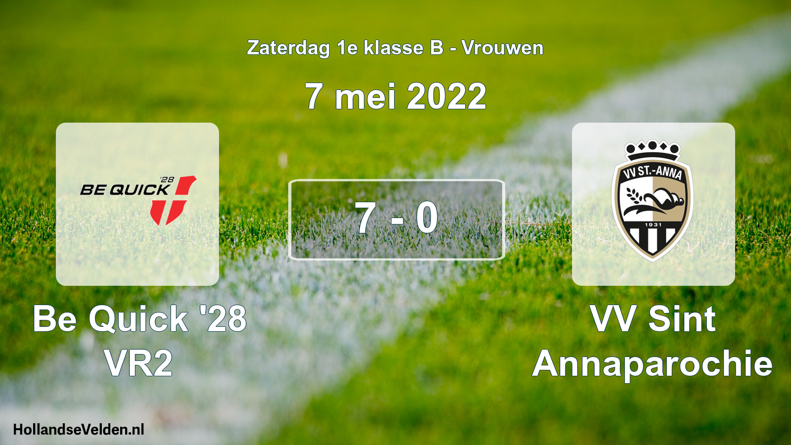 Total number of matches played: Be Quick '28 VR2 - VV Sint Annaparochie 7 - 0 (7 May 2022)