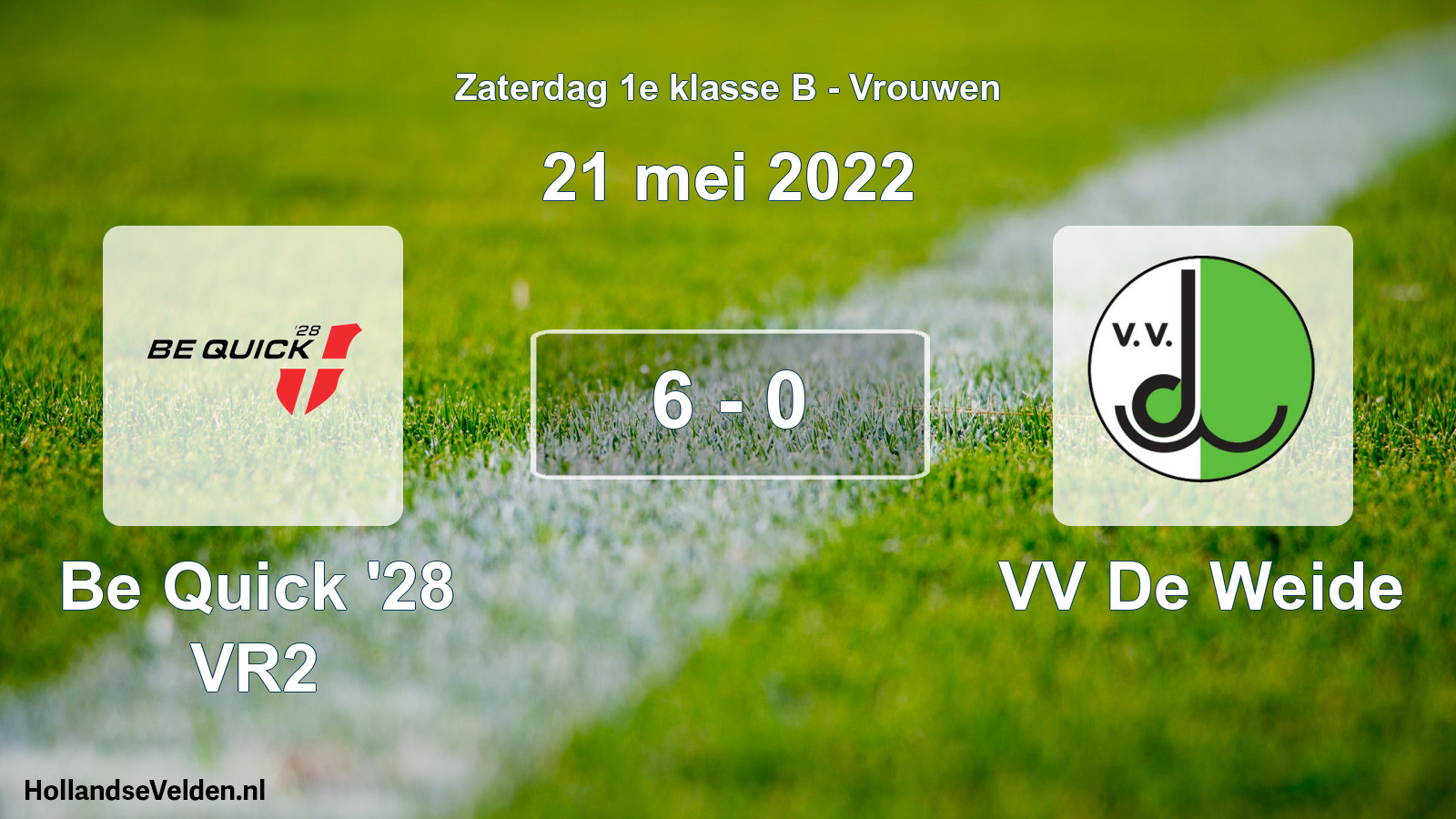 Total number of matches played: Be Quick '28 VR2 - VV De Weide 6 - 0 (21 May 2022)
