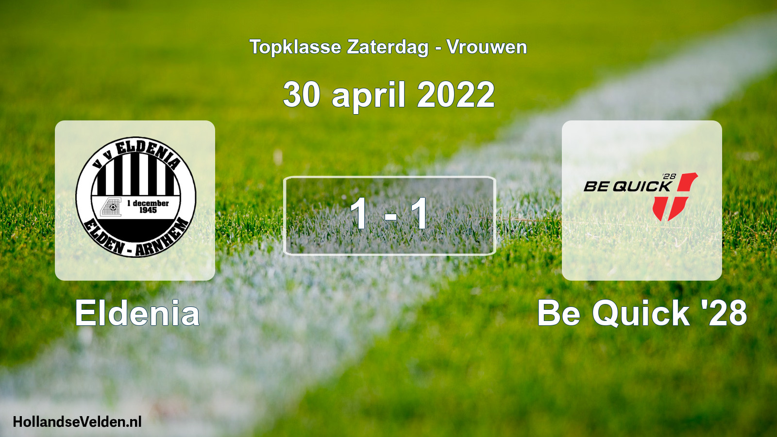 Total number of matches played: Eldenia - Be Quick '28 1 - 1 (30 April 2022)