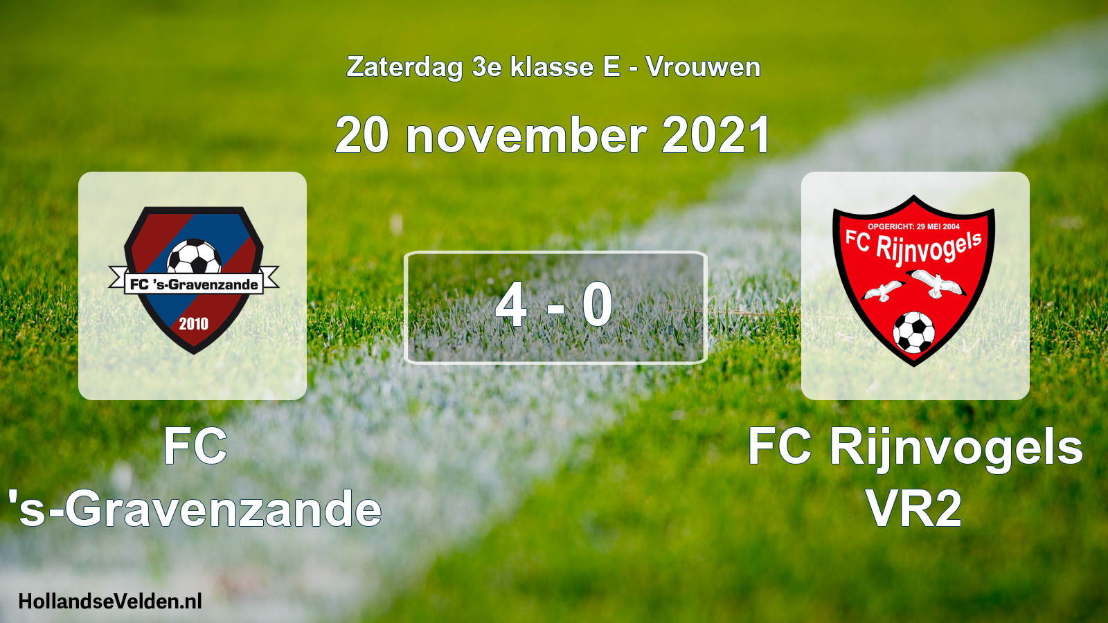 Total number of matches played: FC 's-Gravenzande - FC Rijnvogels VR2 4 - 0 (20 November 2021)