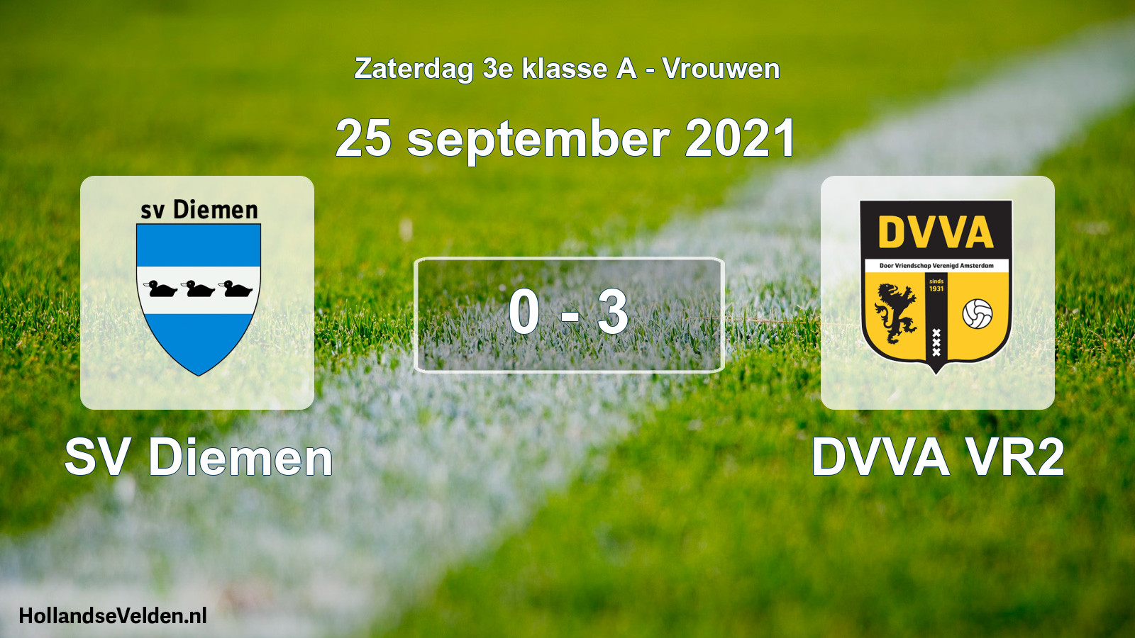 Total number of matches played: SV Diemen - DVVA VR2 0 - 3 (25 September 2021)