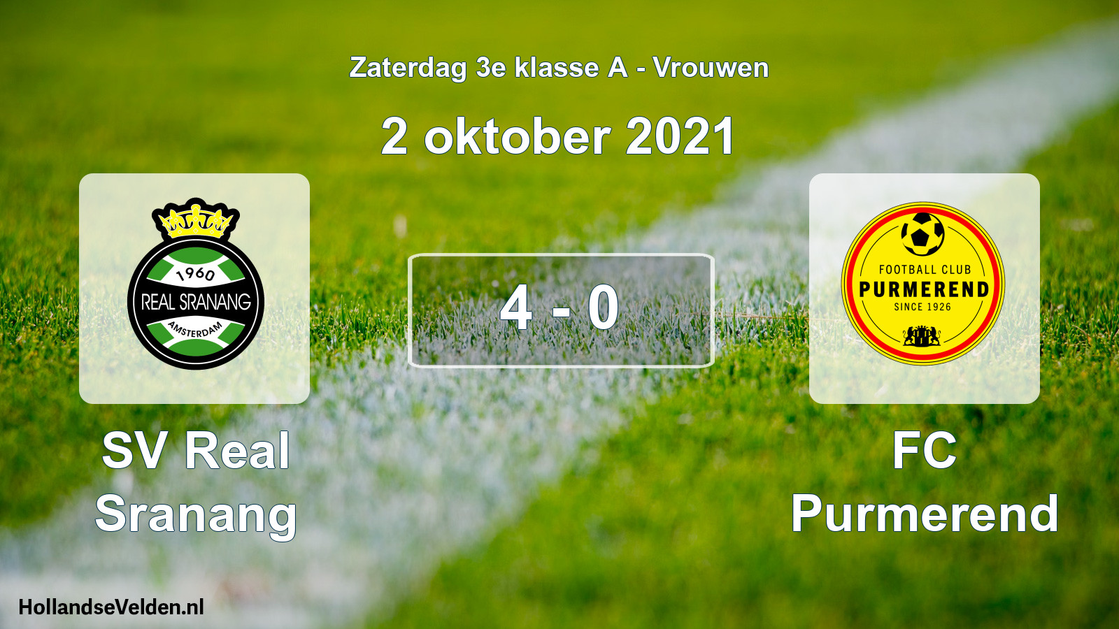 Gespeelde wedstrijd: SV Real Sranang - FC Purmerend 4 - 0 (2 oktober 2021)