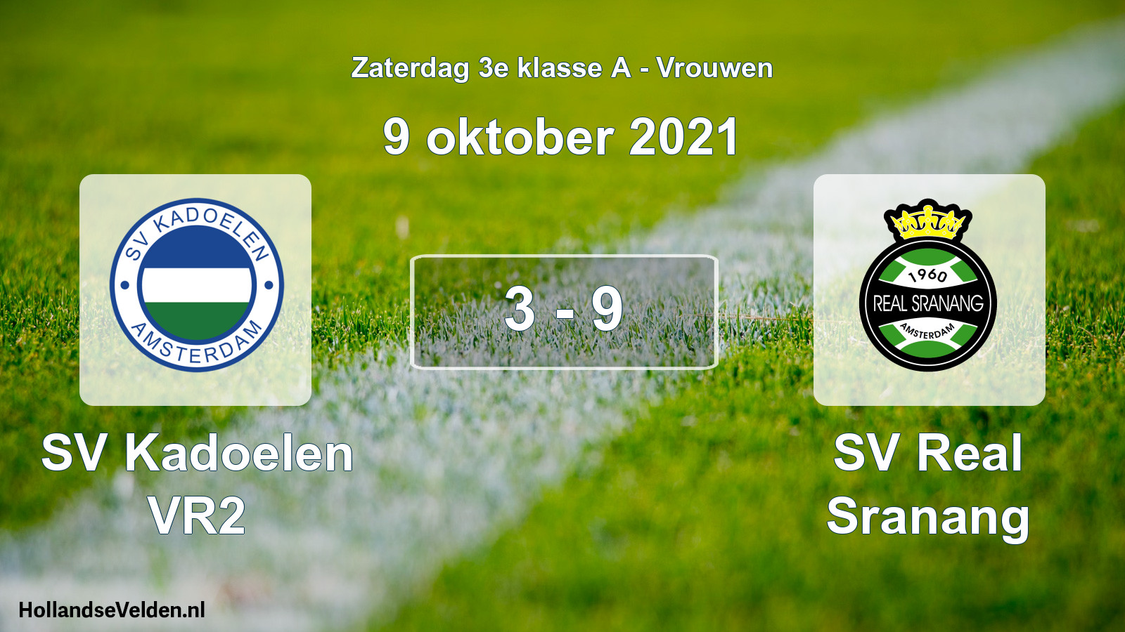 Gespeelde wedstrijd: SV Kadoelen VR2 - SV Real Sranang 3 - 9 (9 oktober 2021)