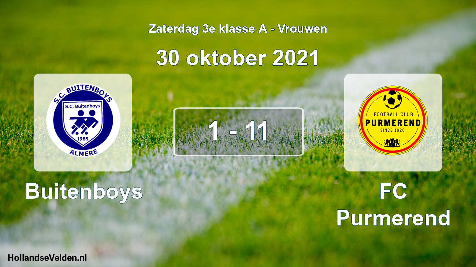 Total number of matches played: Buitenboys - FC Purmerend 1 - 11 (30 October 2021)