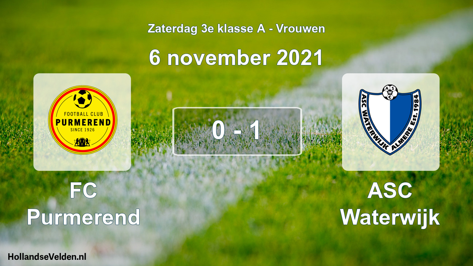 Gespeelde wedstrijd: FC Purmerend - ASC Waterwijk 0 - 1 (6 november 2021)