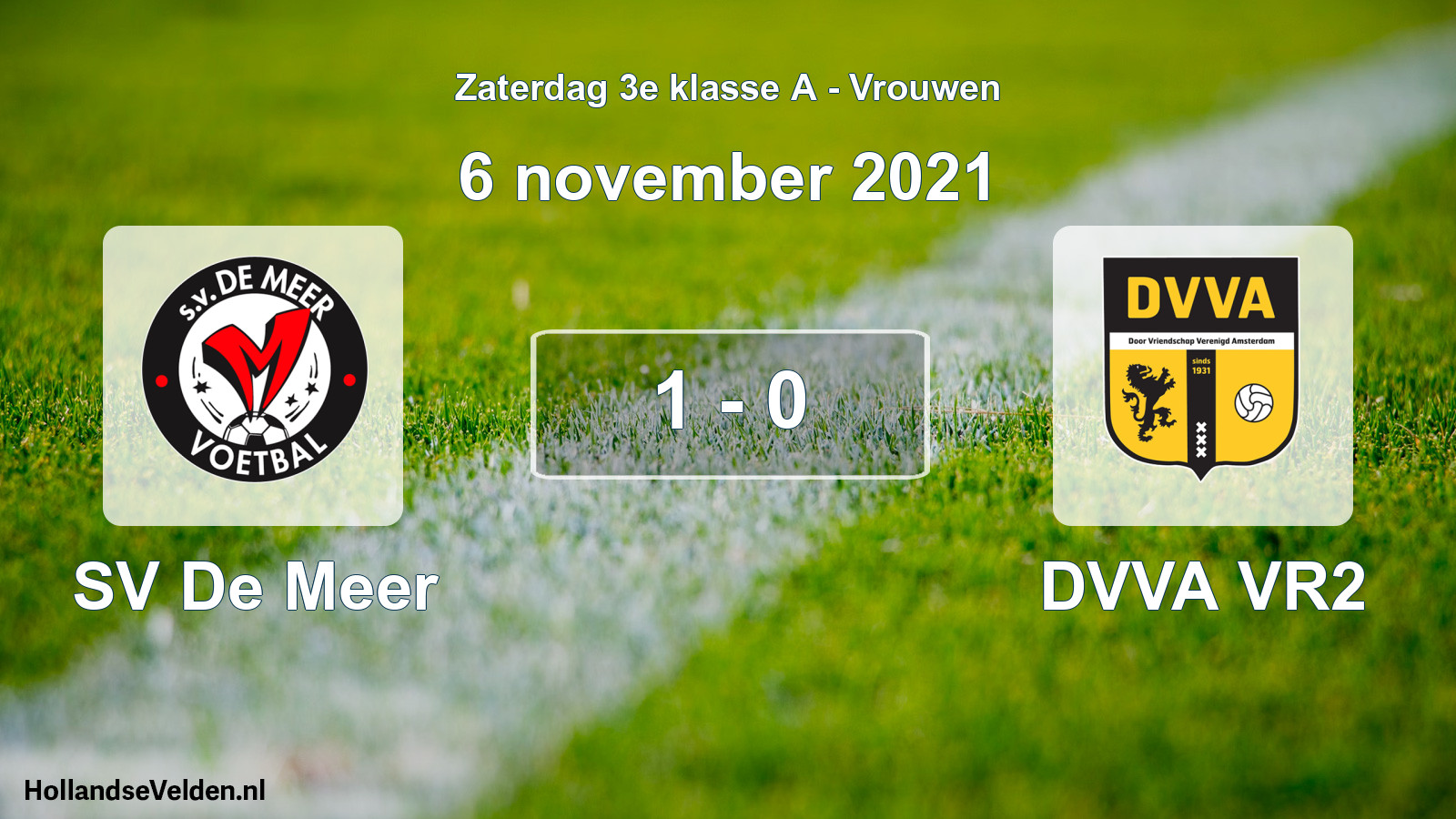 Gespeelde wedstrijd: SV De Meer - DVVA VR2 1 - 0 (6 november 2021)