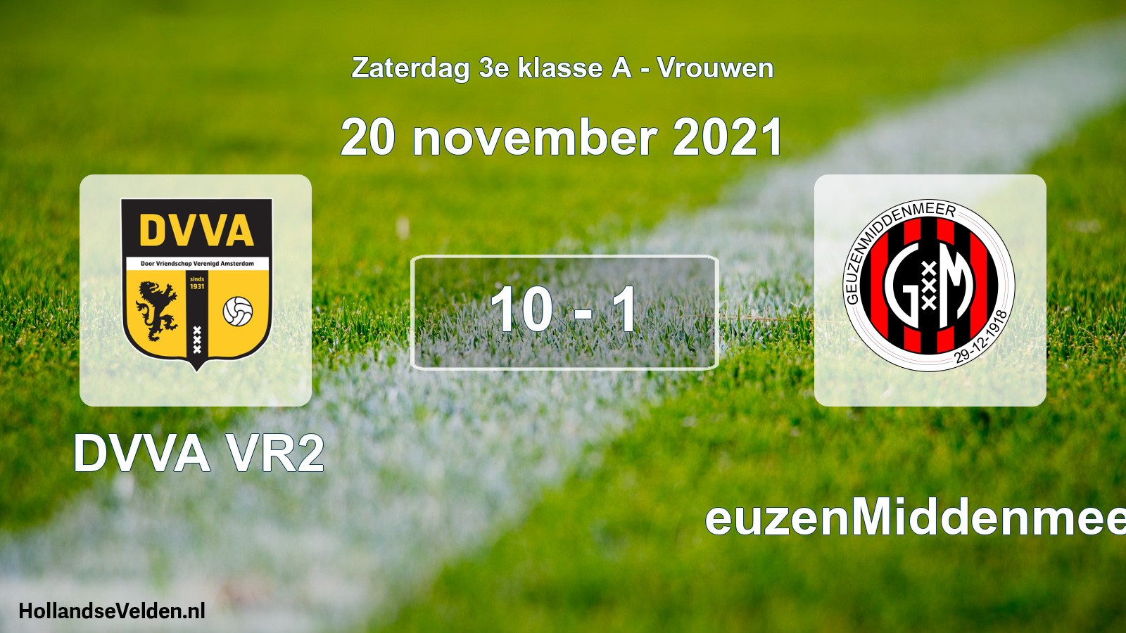 Gespeelde wedstrijd: DVVA VR2 - GeuzenMiddenmeer 10 - 1 (20 november 2021)