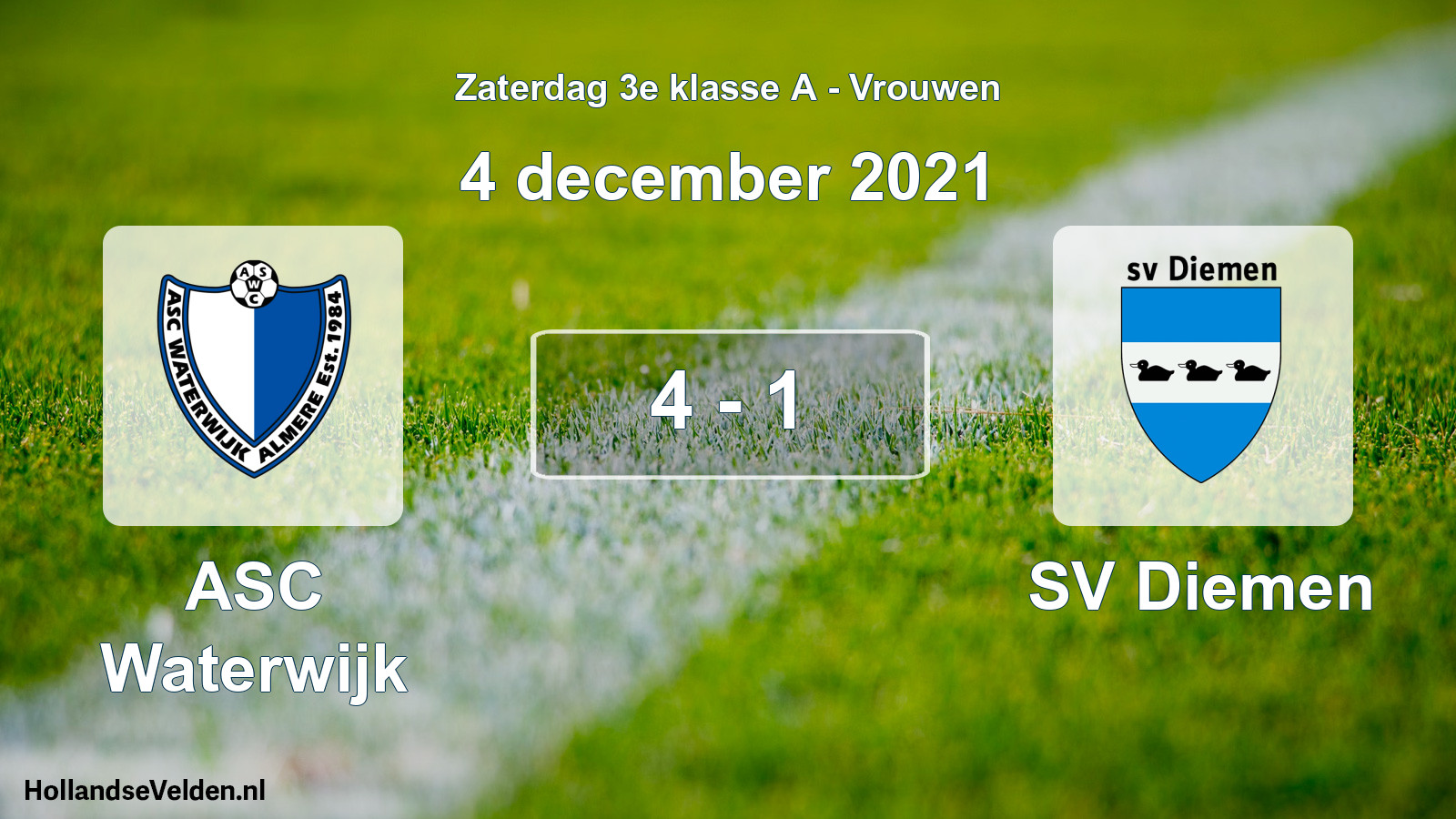 Total number of matches played: ASC Waterwijk - SV Diemen 4 - 1 (4 December 2021)