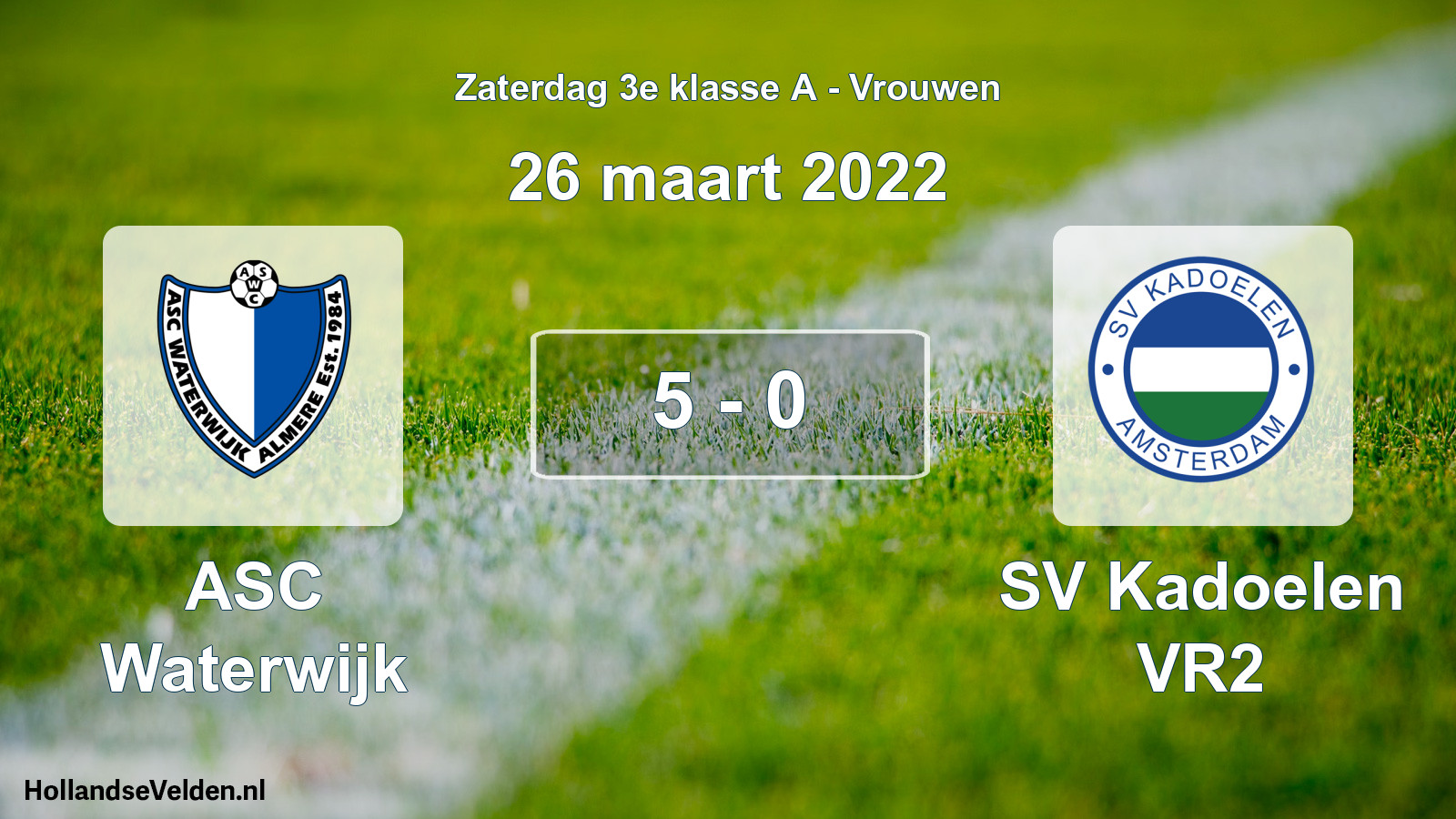 Gespeelde wedstrijd: ASC Waterwijk - SV Kadoelen VR2 5 - 0 (26 maart 2022)