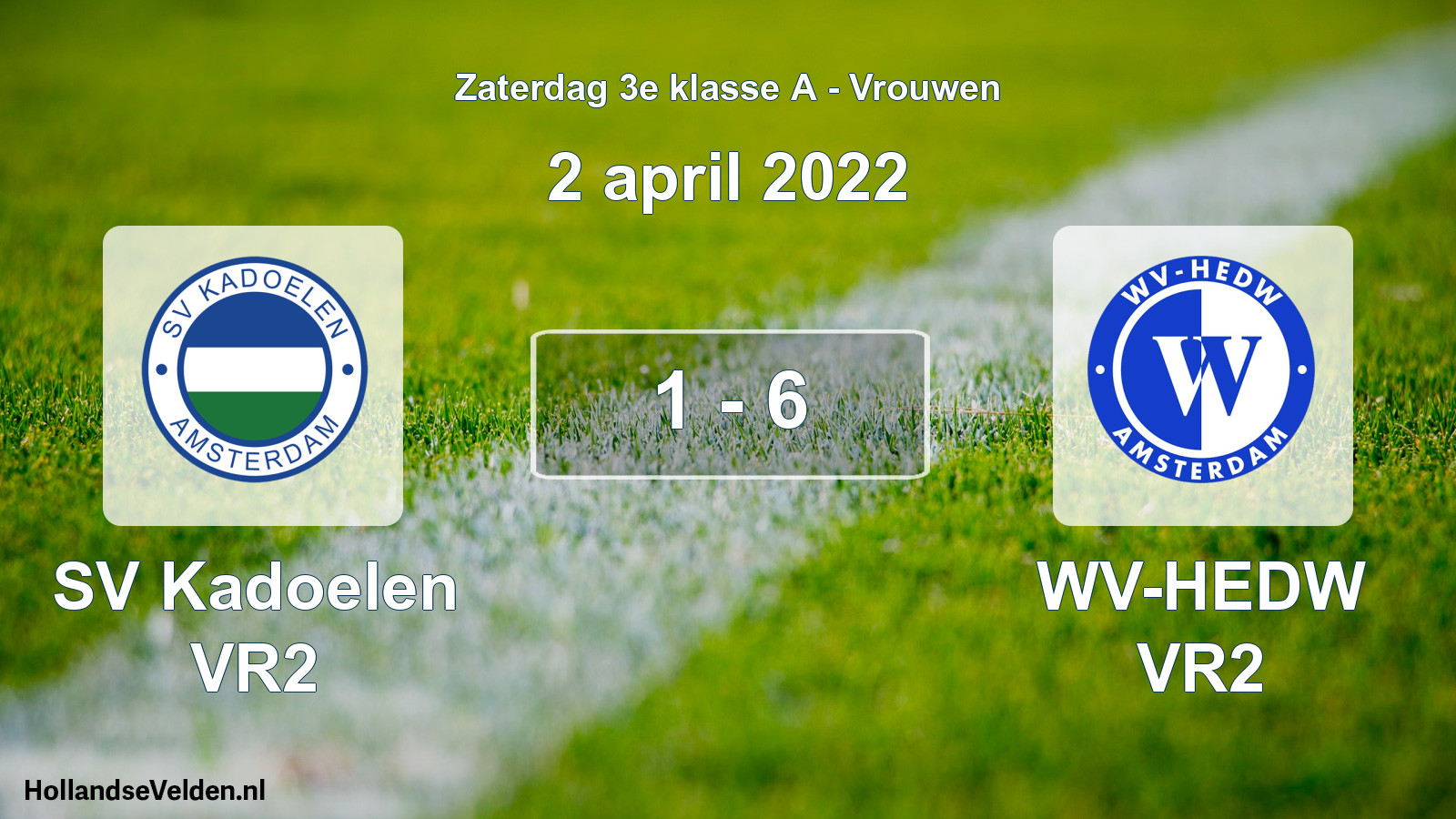Gespeelde wedstrijd: SV Kadoelen VR2 - WV-HEDW VR2 1 - 6 (2 april 2022)