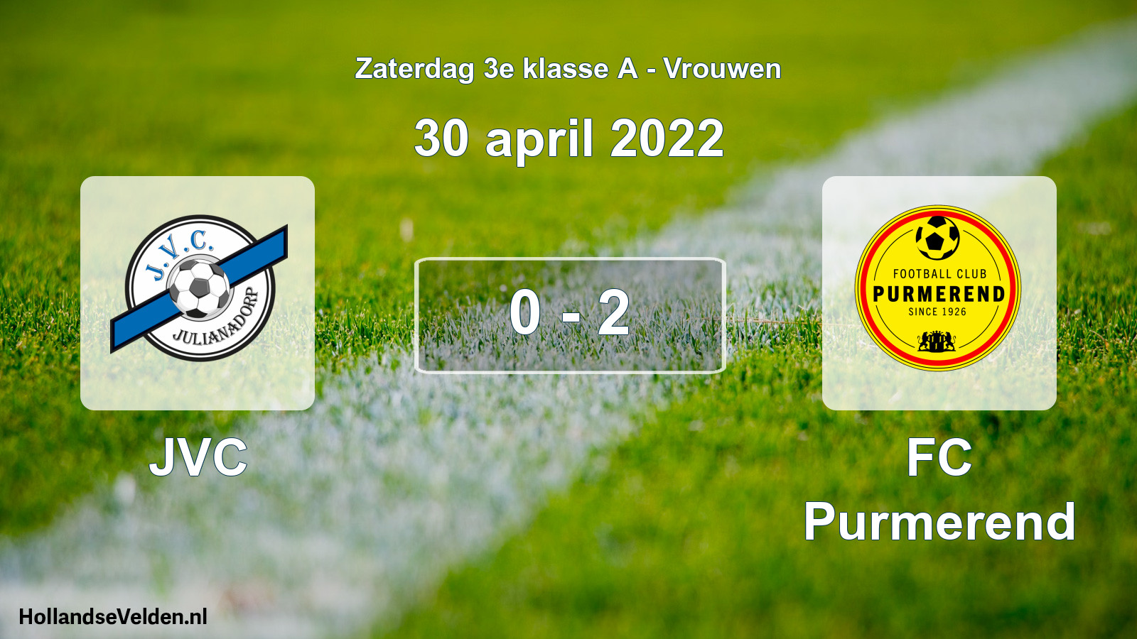 Gespeelde wedstrijd: JVC - FC Purmerend 0 - 2 (30 april 2022)