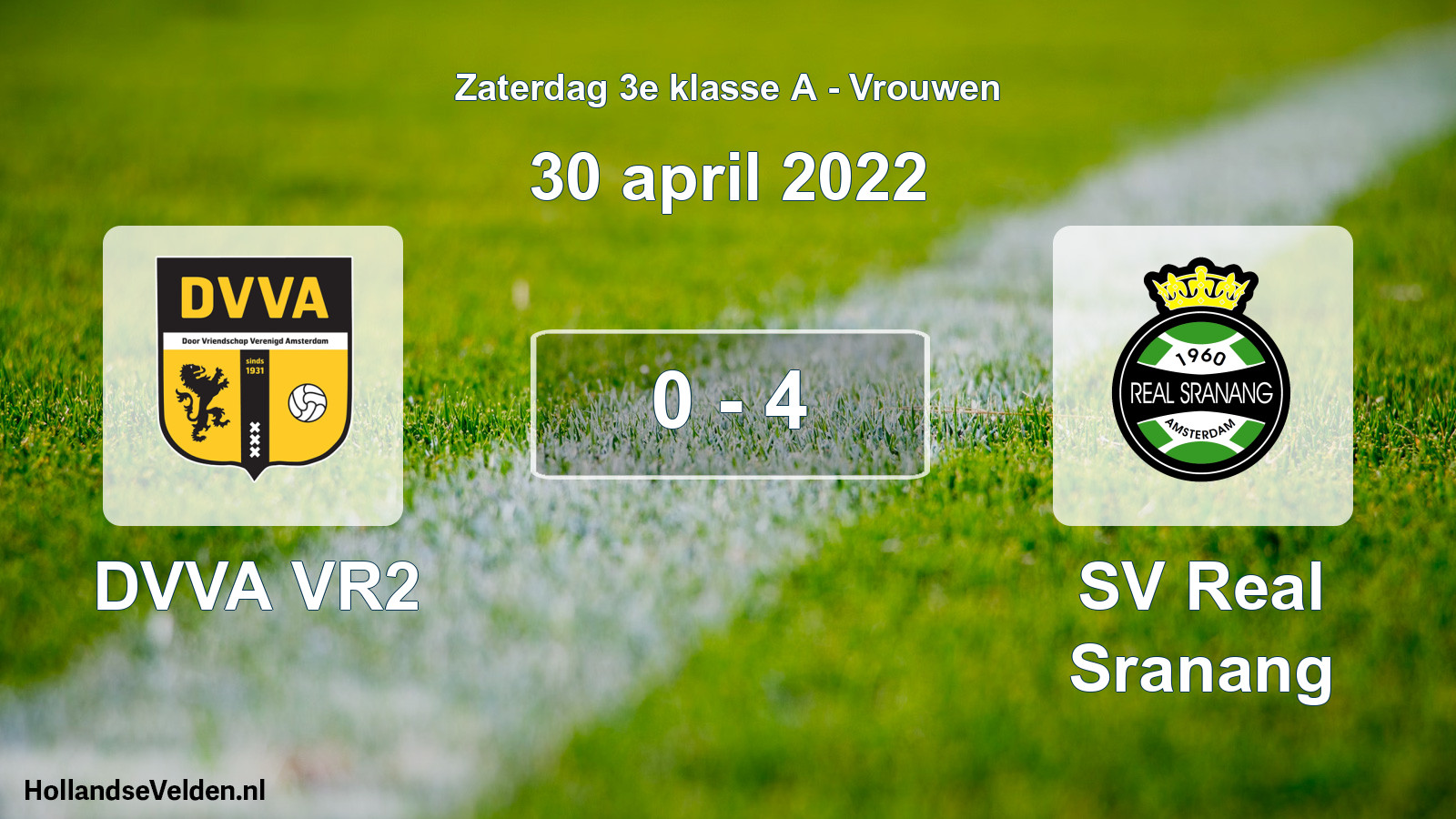 Gespeelde wedstrijd: DVVA VR2 - SV Real Sranang 0 - 4 (30 april 2022)