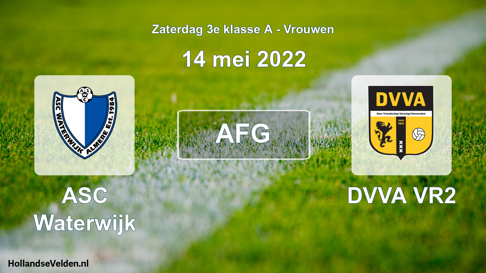 Geplande wedstrijd: ASC Waterwijk - DVVA VR2 (14 mei 2022)