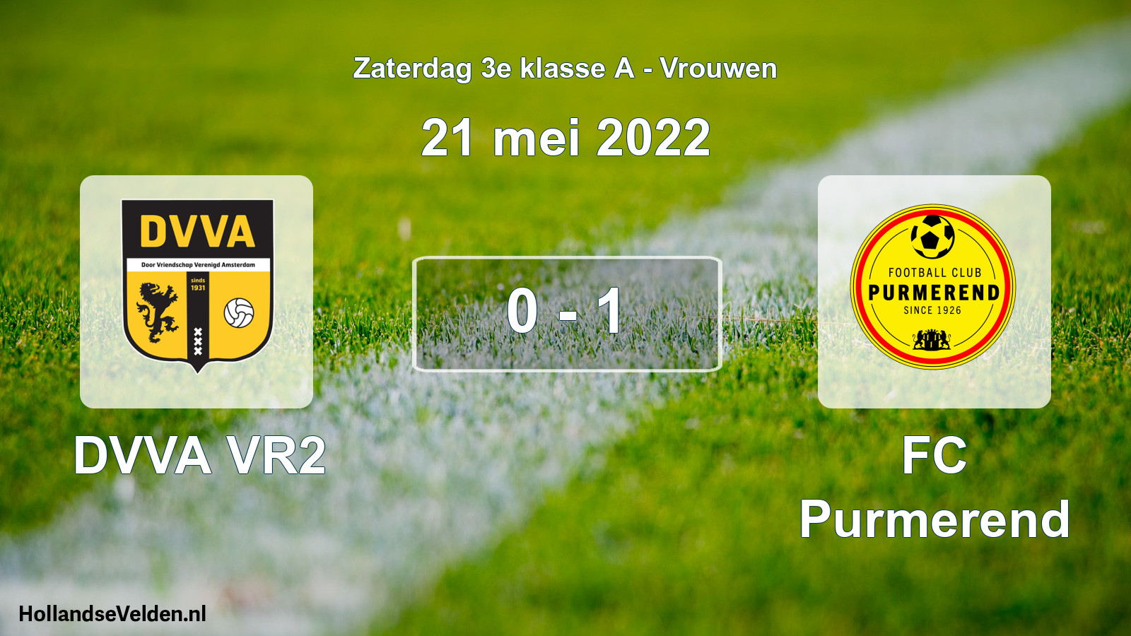 Gespeelde wedstrijd: DVVA VR2 - FC Purmerend 0 - 1 (21 mei 2022)