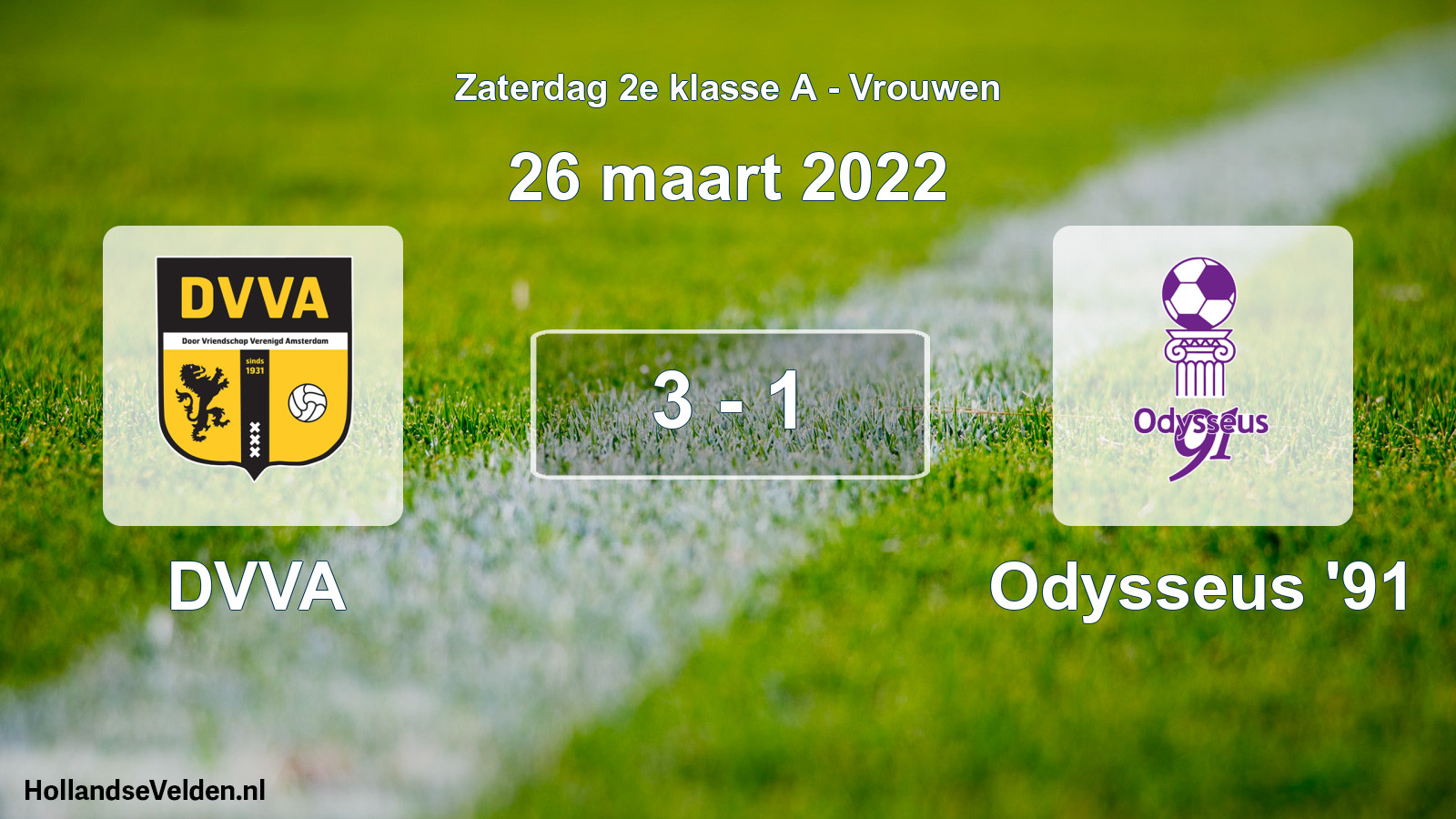 Total number of matches played: DVVA - Odysseus '91 3 - 1 (26 March 2022)