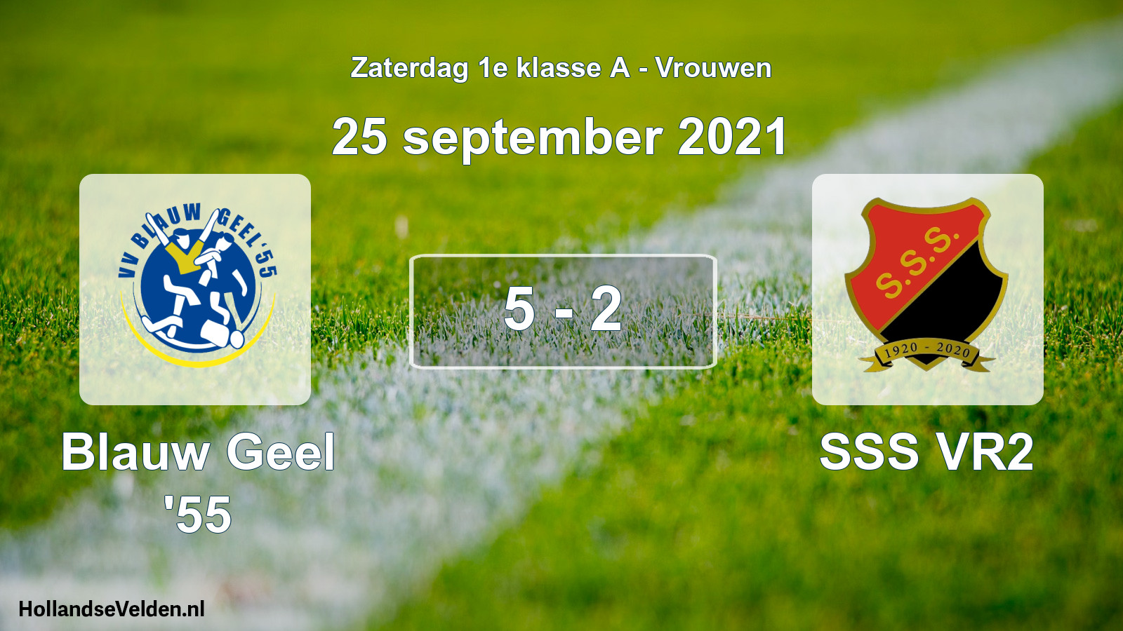 Total number of matches played: Blauw Geel '55 - SSS VR2 5 - 2 (25 September 2021)