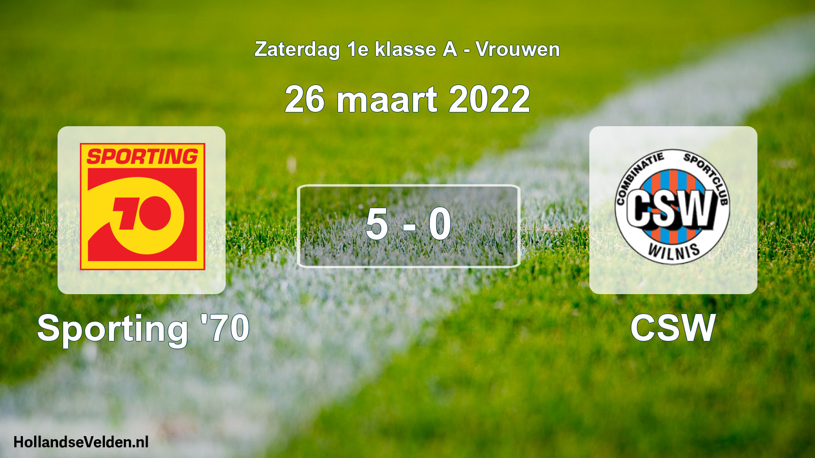 Total number of matches played: Sporting '70 - CSW 5 - 0 (26 March 2022)