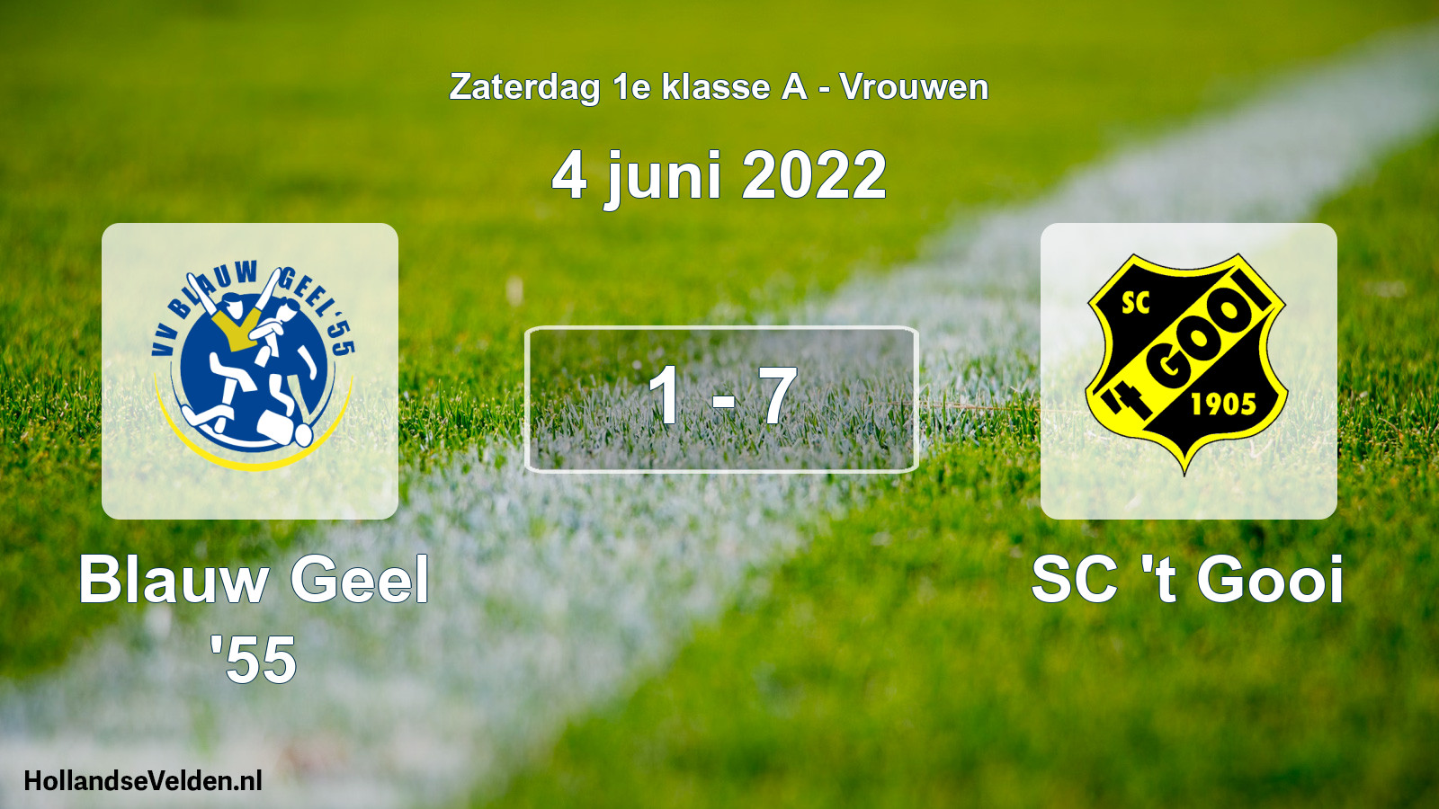 Total number of matches played: Blauw Geel '55 - SC 't Gooi 1 - 7 (4 June 2022)