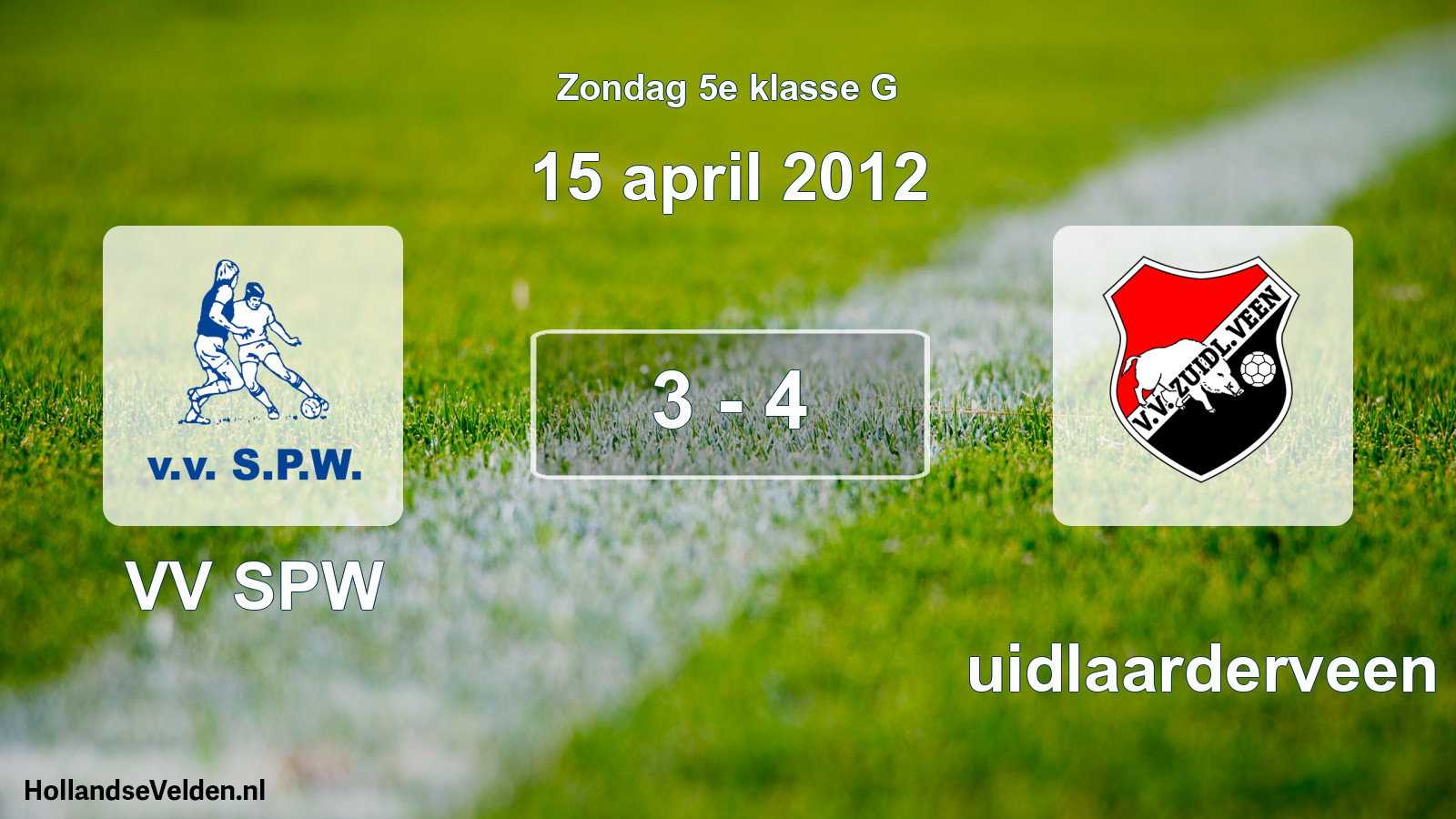 Total number of matches played: VV SPW - Zuidlaarderveen 3 - 4 (15 April 2012)