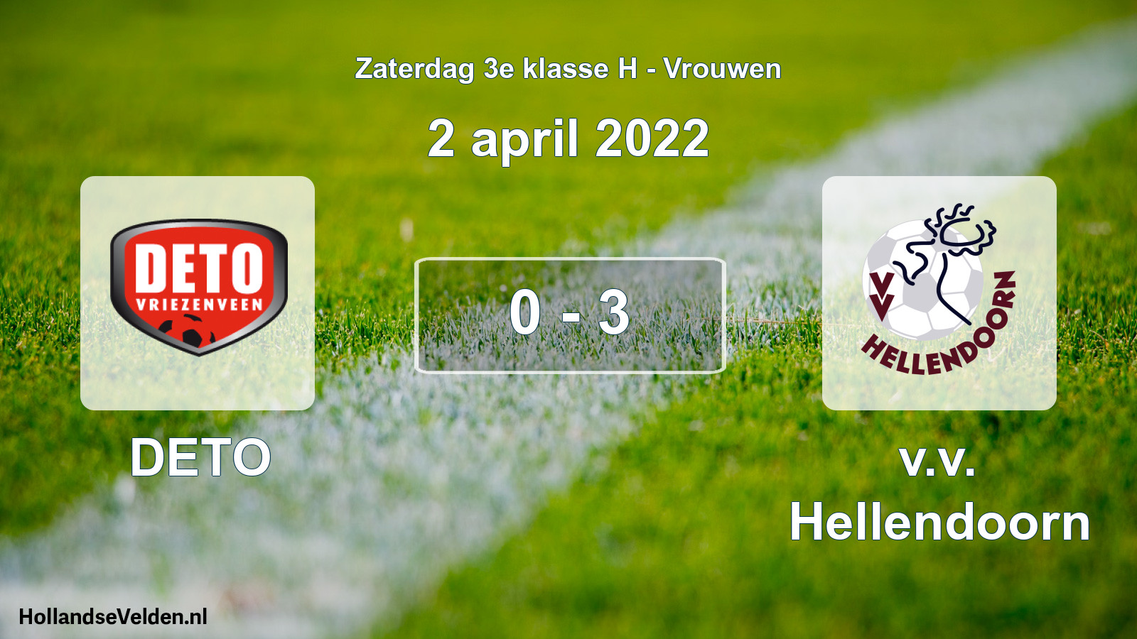 Total number of matches played: DETO - v.v. Hellendoorn 0 - 3 (2 April 2022)