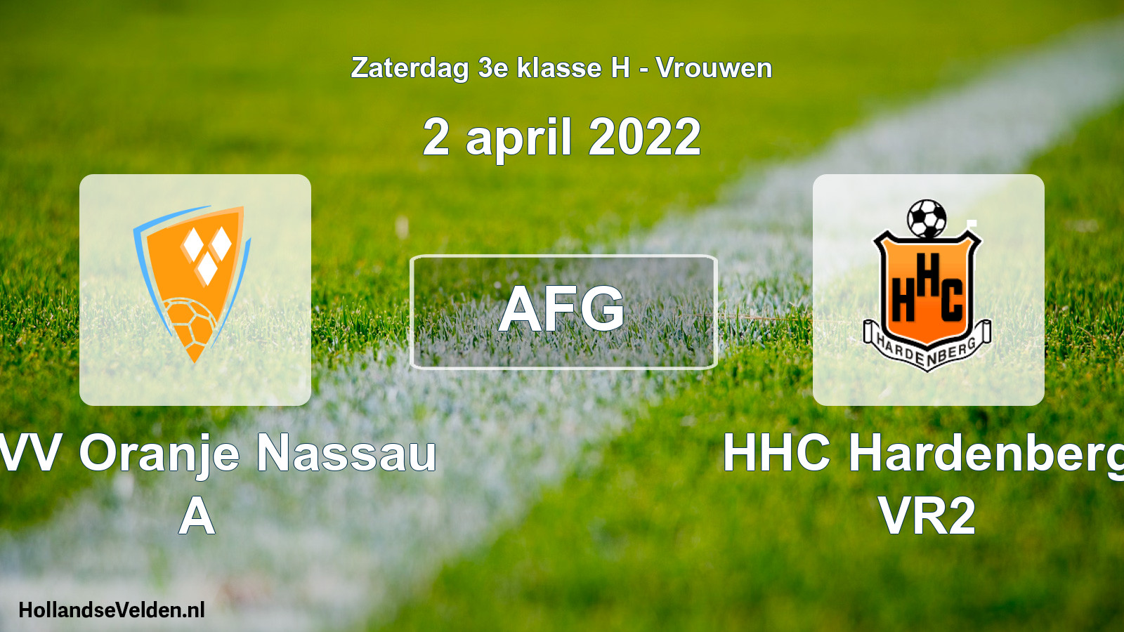 Scheduled Match: CVV Oranje Nassau A - HHC Hardenberg VR2 (2 April 2022)