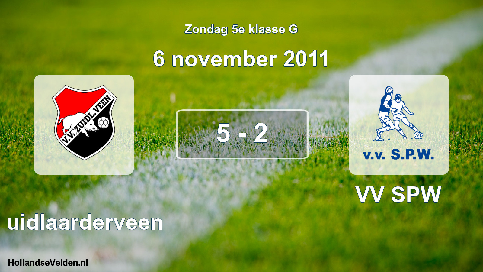 Total number of matches played: Zuidlaarderveen - VV SPW 5 - 2 (6 November 2011)