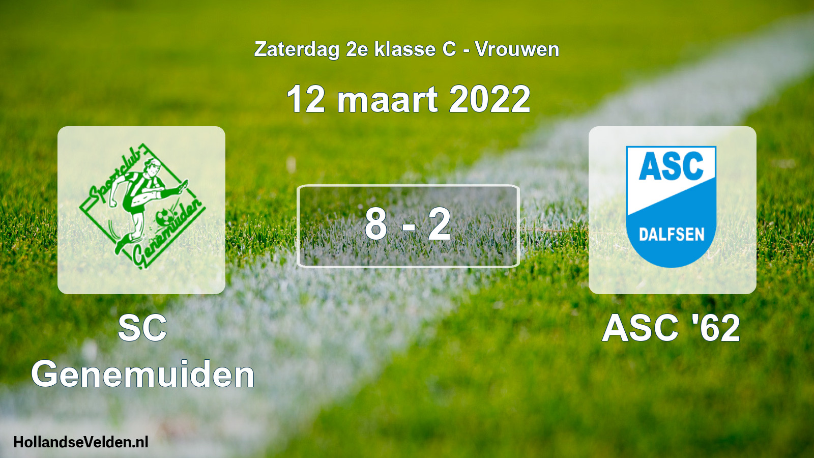 Total number of matches played: SC Genemuiden - ASC '62 8 - 2 (12 March 2022)