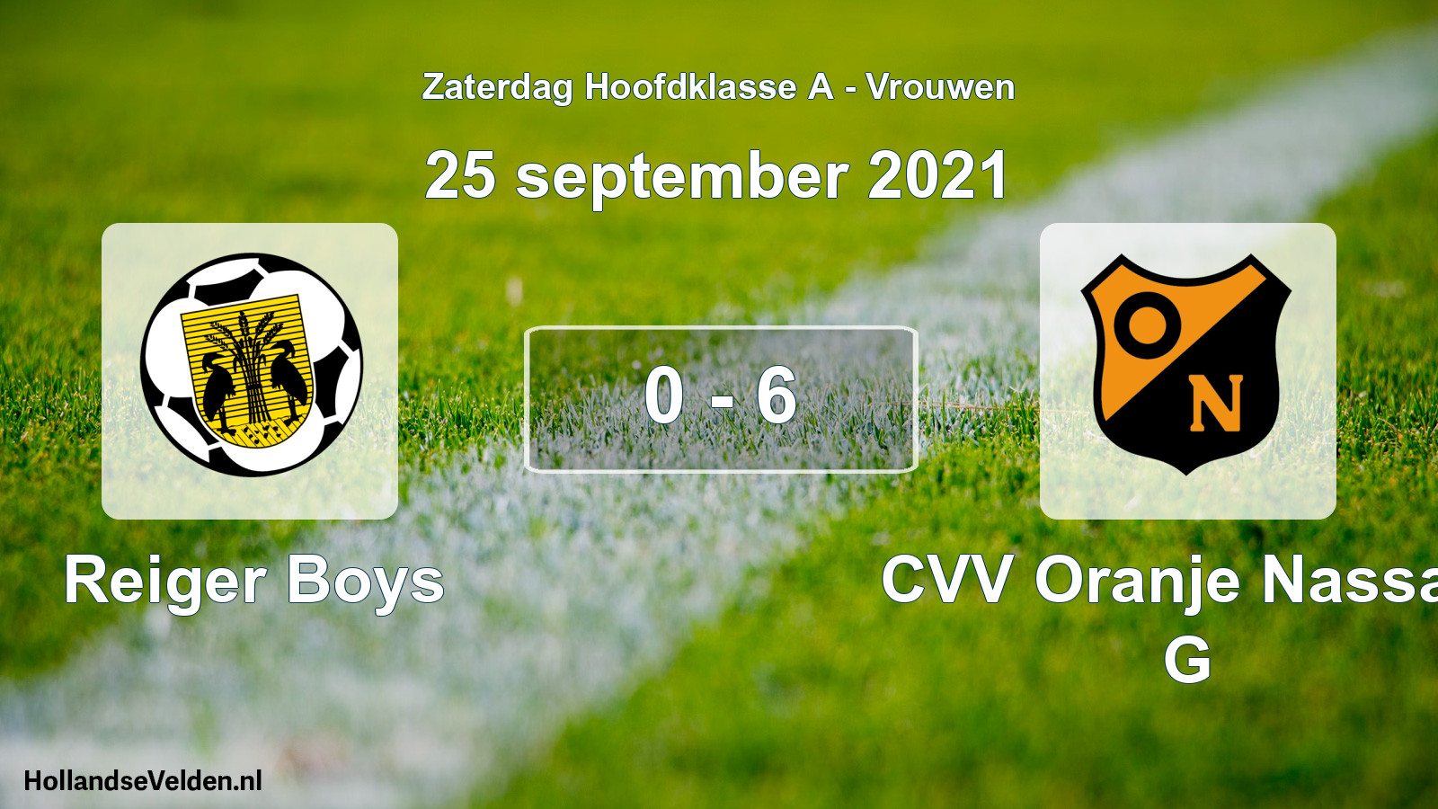 Total number of matches played: Reiger Boys - CVV Oranje Nassau G 0 - 6 (25 September 2021)