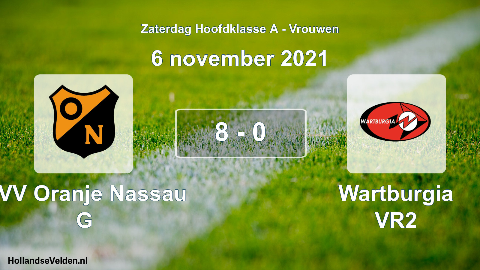 Total number of matches played: CVV Oranje Nassau G - Wartburgia VR2 8 - 0 (6 November 2021)