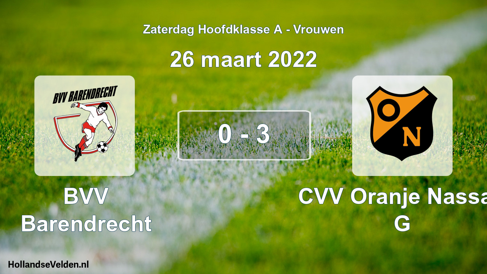 Total number of matches played: BVV Barendrecht - CVV Oranje Nassau G 0 - 3 (26 March 2022)
