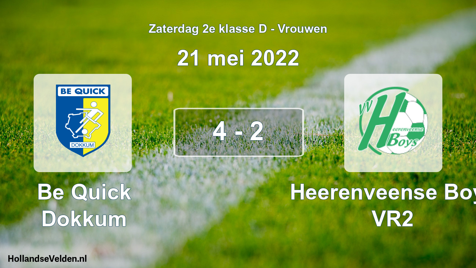Total number of matches played: Be Quick Dokkum - Heerenveense Boys VR2 4 - 2 (21 May 2022)