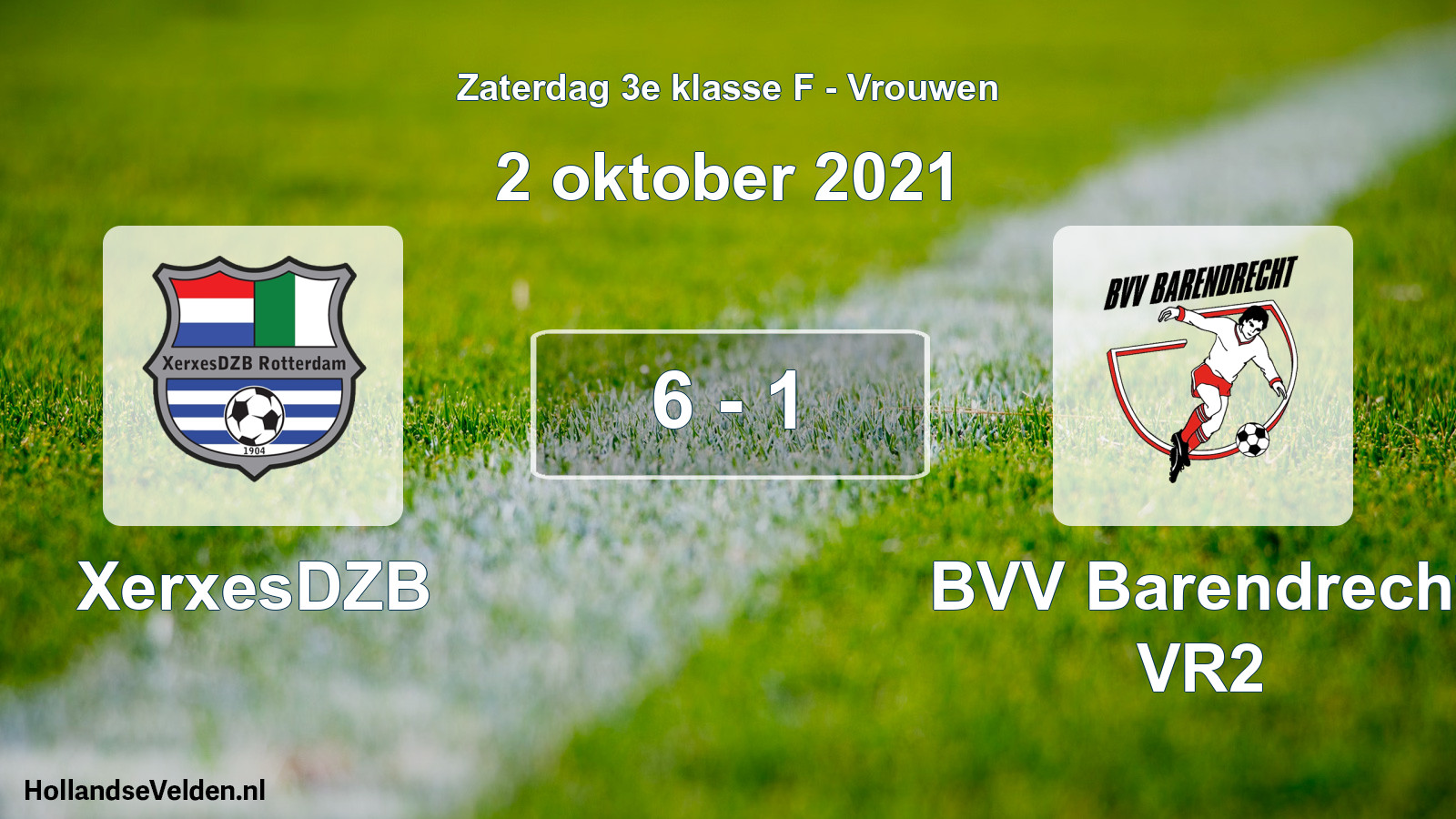 Total number of matches played: XerxesDZB - BVV Barendrecht VR2 6 - 1 (2 October 2021)