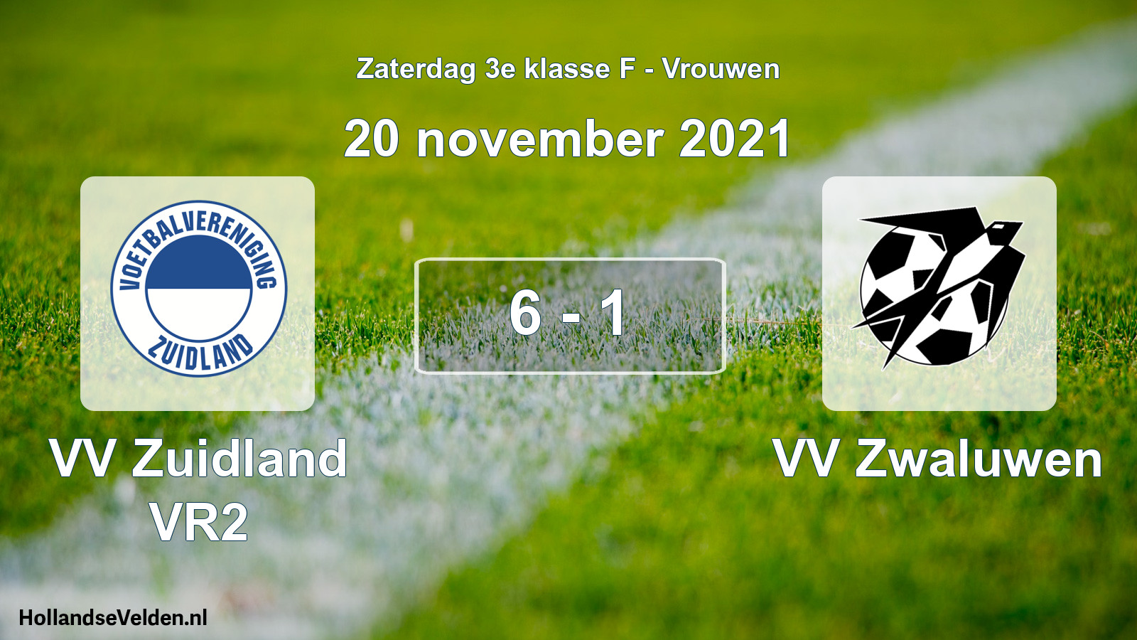 Total number of matches played: VV Zuidland VR2 - VV Zwaluwen 6 - 1 (20 November 2021)