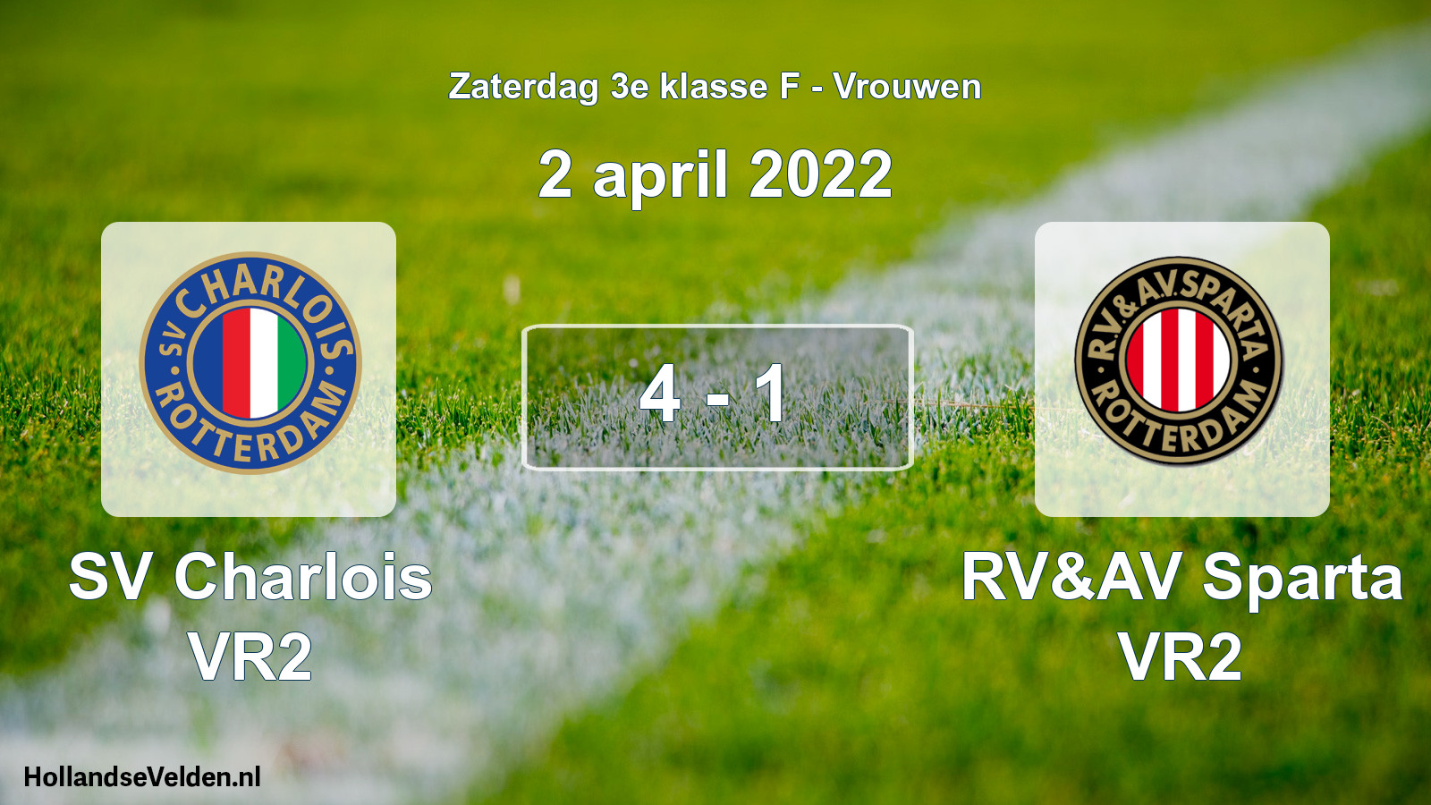 Total number of matches played: SV Charlois VR2 - RV&AV Sparta VR2 4 - 1 (2 April 2022)