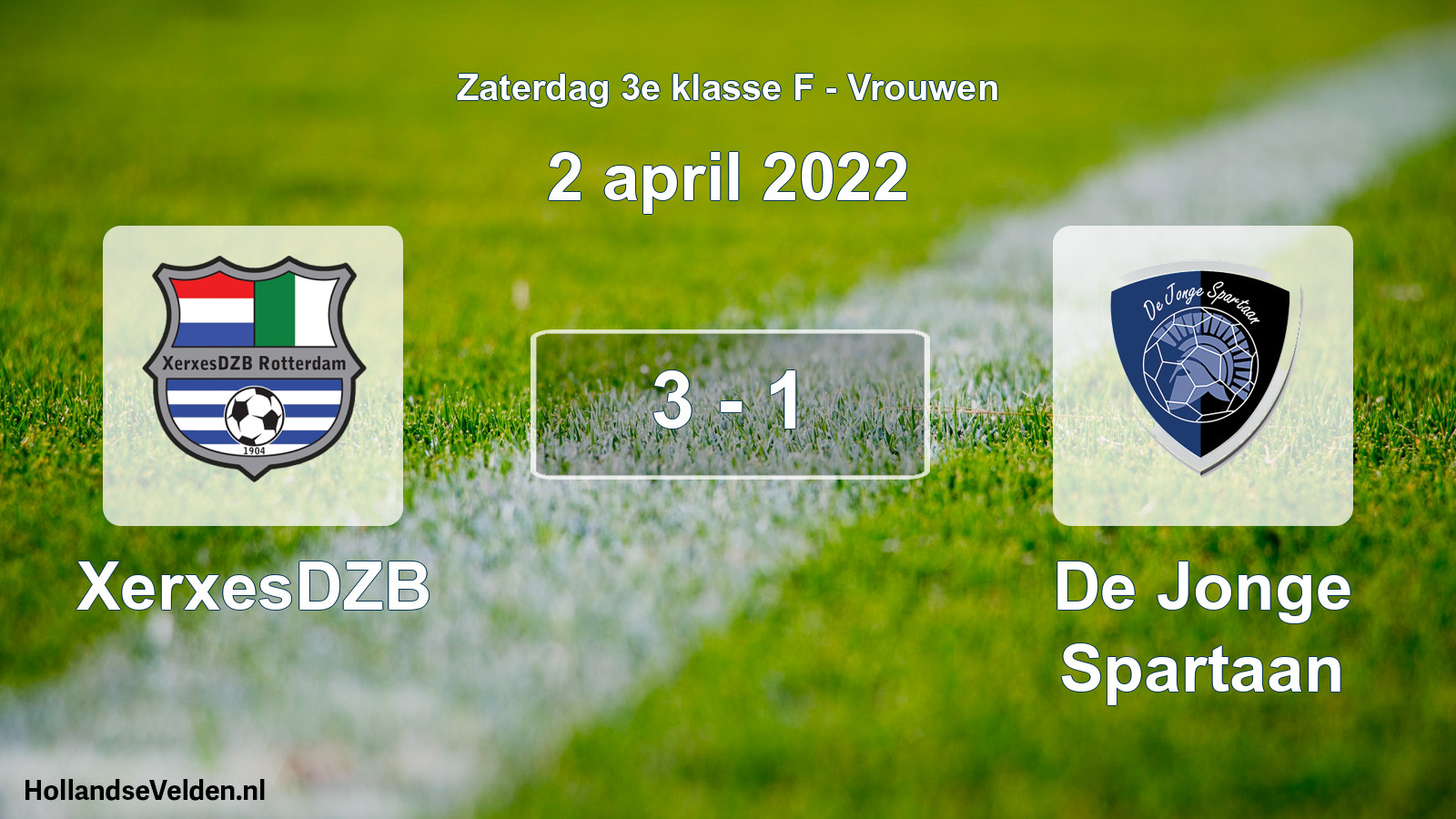 Total number of matches played: XerxesDZB - De Jonge Spartaan 3 - 1 (2 April 2022)