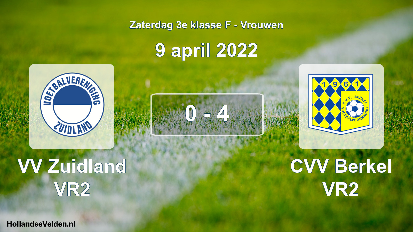 Total number of matches played: VV Zuidland VR2 - CVV Berkel VR2 0 - 4 (9 April 2022)