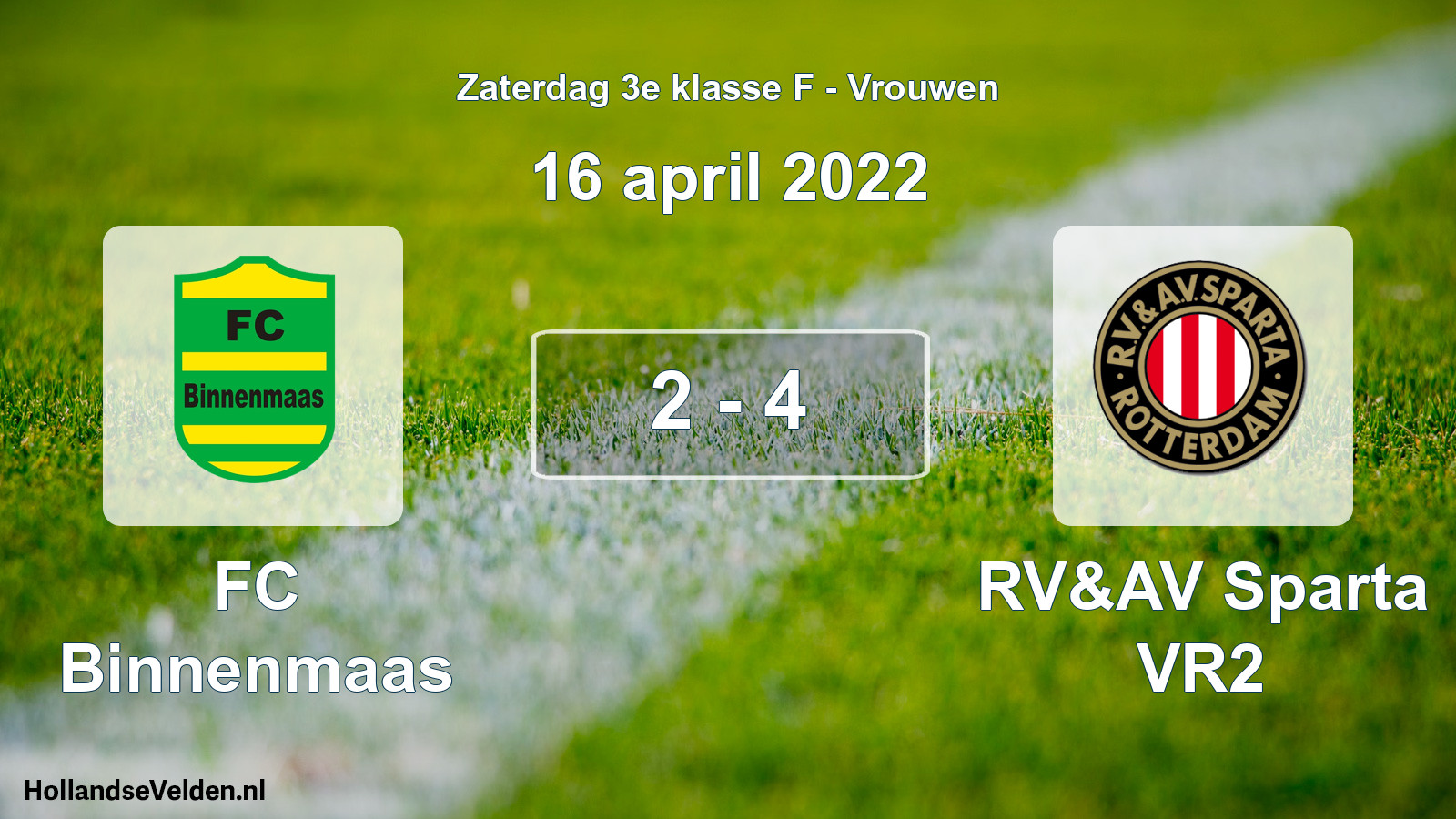 Total number of matches played: FC Binnenmaas - RV&AV Sparta VR2 2 - 4 (16 April 2022)
