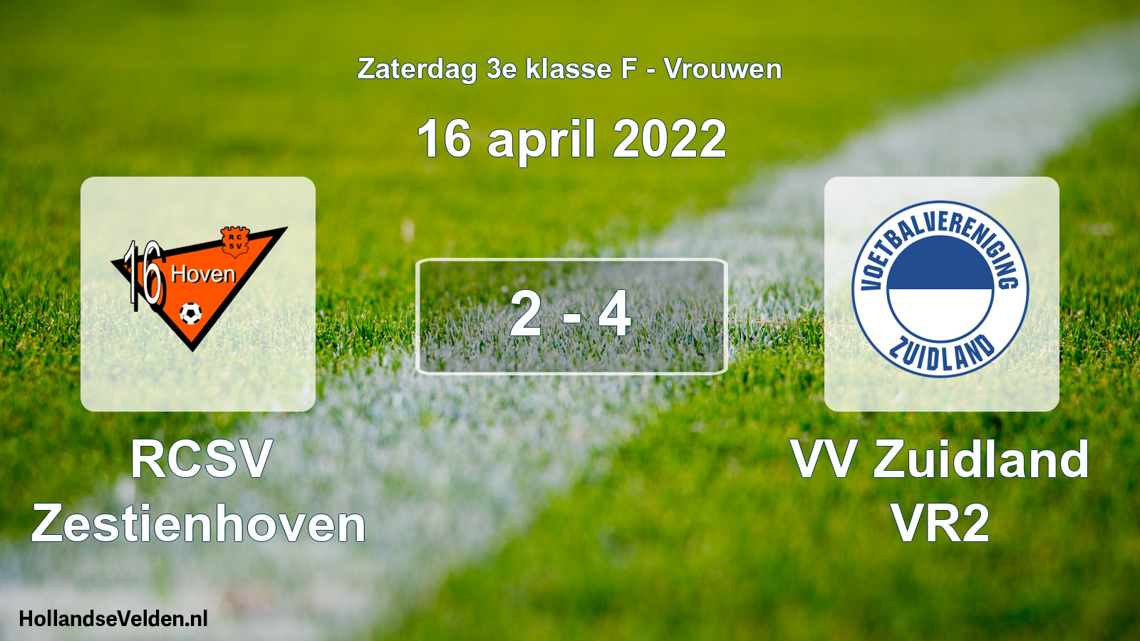 Total number of matches played: RCSV Zestienhoven - VV Zuidland VR2 2 - 4 (16 April 2022)