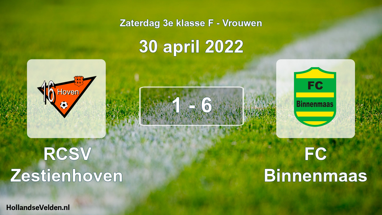 Total number of matches played: RCSV Zestienhoven - FC Binnenmaas 1 - 6 (30 April 2022)