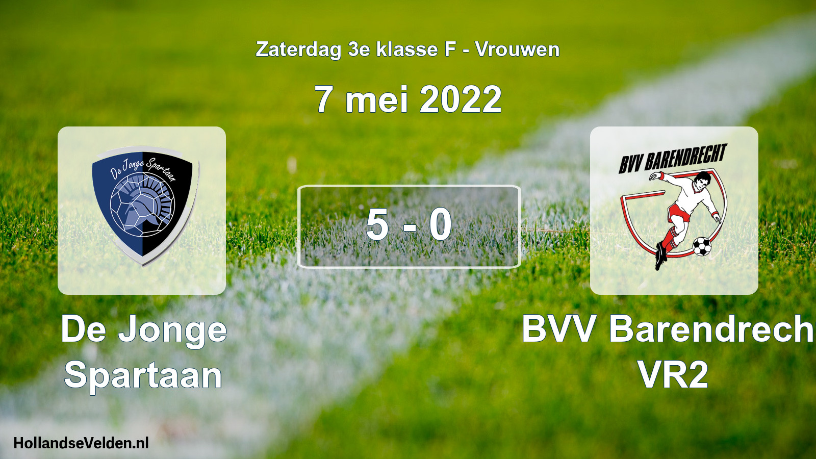 Total number of matches played: De Jonge Spartaan - BVV Barendrecht VR2 5 - 0 (7 May 2022)