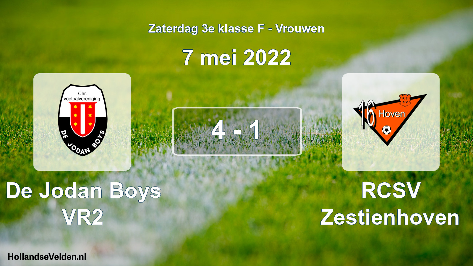 Total number of matches played: De Jodan Boys VR2 - RCSV Zestienhoven 4 - 1 (7 May 2022)