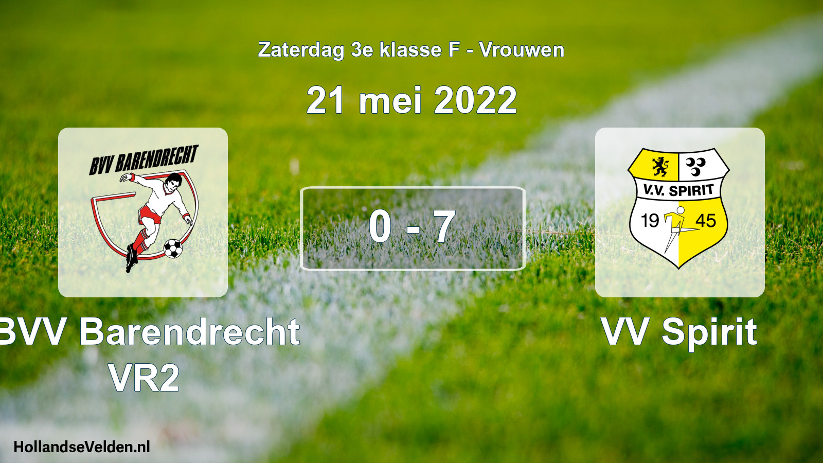 Total number of matches played: BVV Barendrecht VR2 - VV Spirit 0 - 7 (21 May 2022)