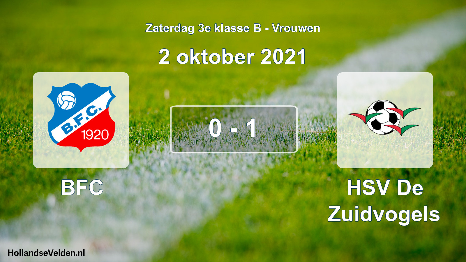 Gespeelde wedstrijd: BFC - HSV De Zuidvogels 0 - 1 (2 oktober 2021)
