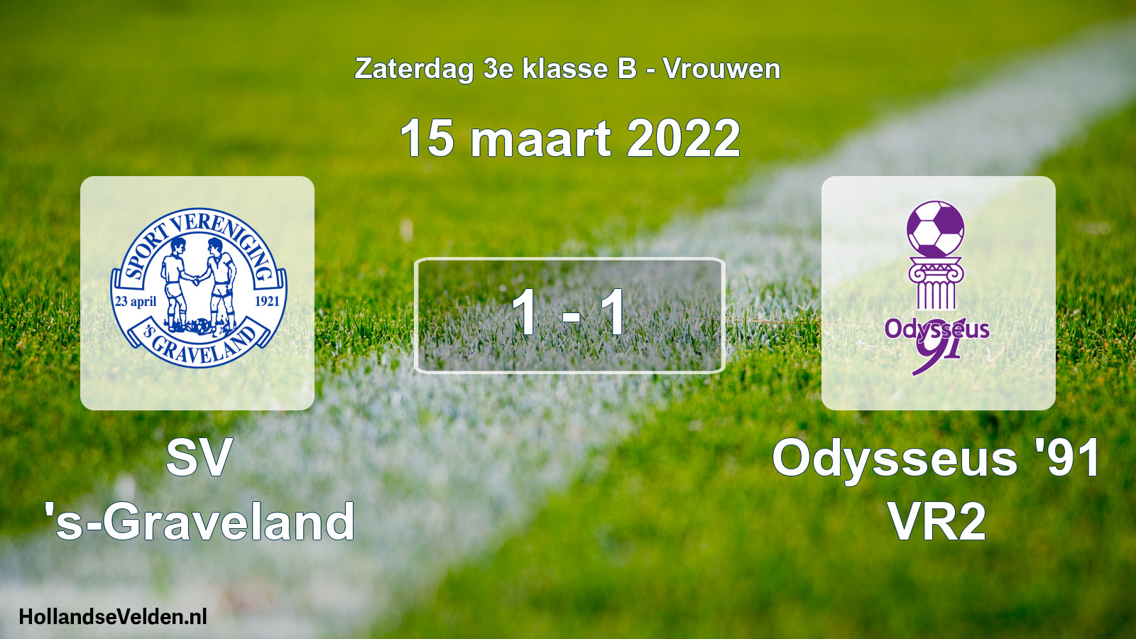 Gespeelde wedstrijd: SV 's-Graveland - Odysseus '91 VR2 1 - 1 (15 maart 2022)