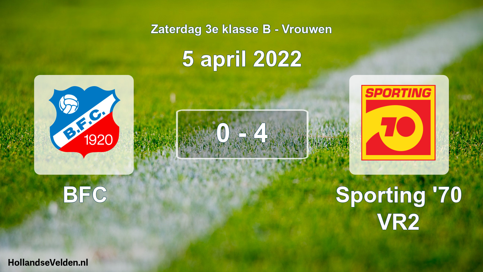 Gespeelde wedstrijd: BFC - Sporting '70 VR2 0 - 4 (5 april 2022)