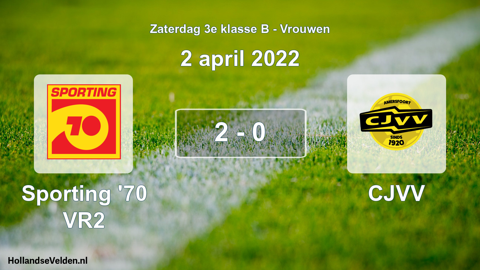 Gespeelde wedstrijd: Sporting '70 VR2 - CJVV 2 - 0 (2 april 2022)
