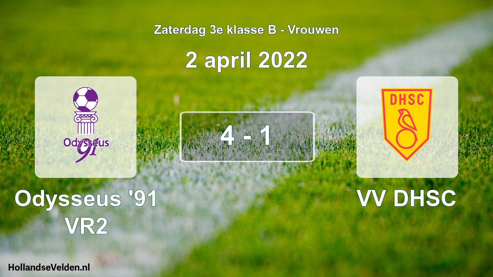 Gespeelde wedstrijd: Odysseus '91 VR2 - VV DHSC 4 - 1 (2 april 2022)