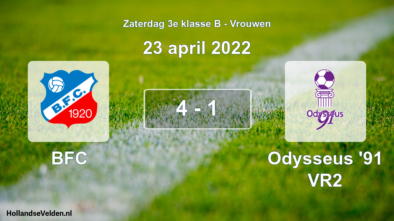 Gespeelde wedstrijd: BFC - Odysseus '91 VR2 4 - 1 (23 april 2022)