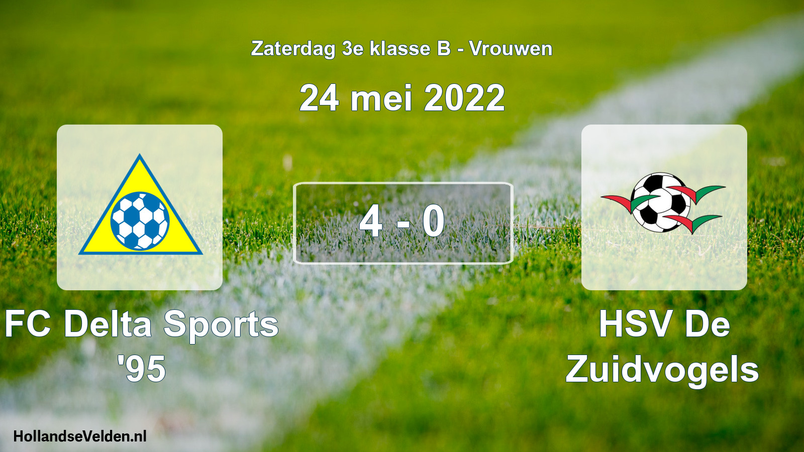 Gespeelde wedstrijd: FC Delta Sports '95 - HSV De Zuidvogels 4 - 0 (24 mei 2022)